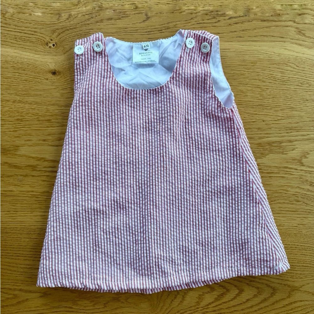Sugar Bee Baby Girl'sz Dress in Red and White Stripes